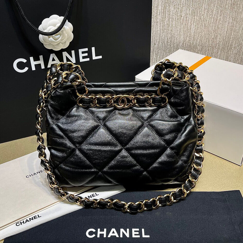 Chanel Small Tote in Black Lambskin AS3502 LDBS16113