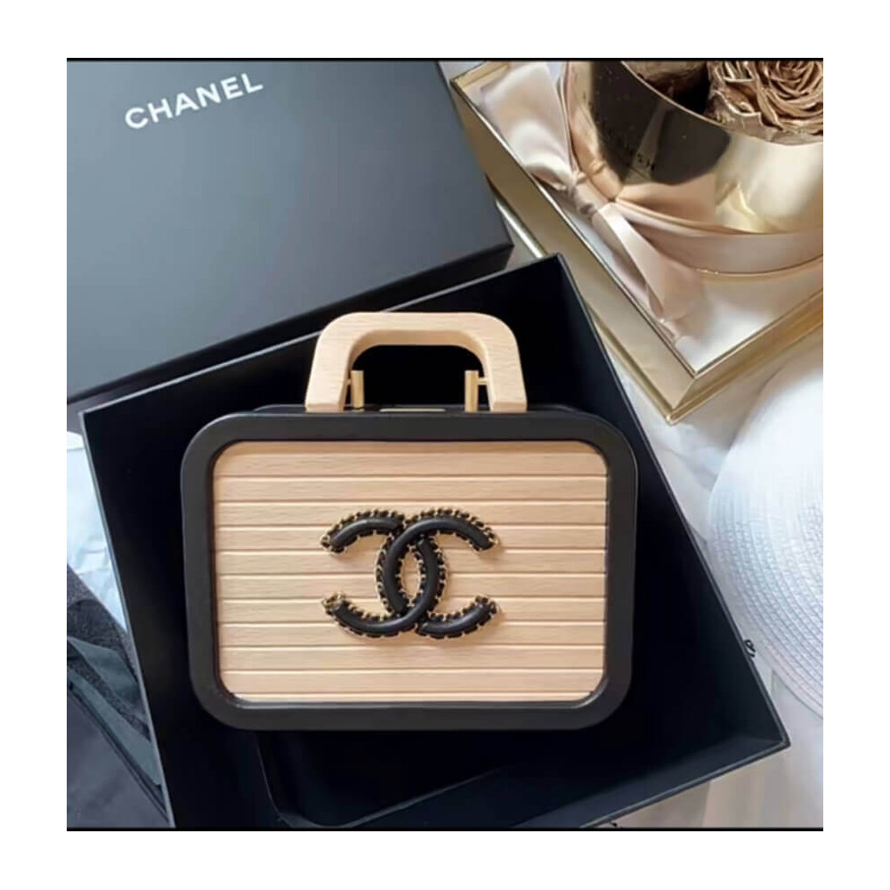 Chanel Vanity Case Beech Wood Beige/Black AS2926 LDBS16117