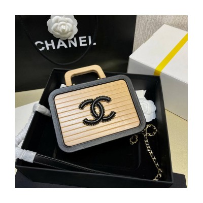 Chanel Vanity Case Beech Wood Beige/Black AS2926 LDBS16117