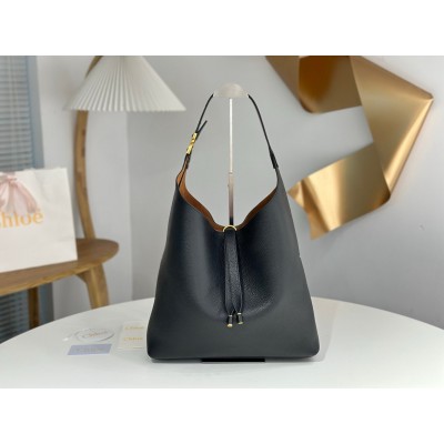 Chloe Marcie Hobo Bag in Black Grained Leather LDBS243659