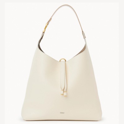 Chloe Marcie Hobo Bag in White Grained Leather LDBS243675