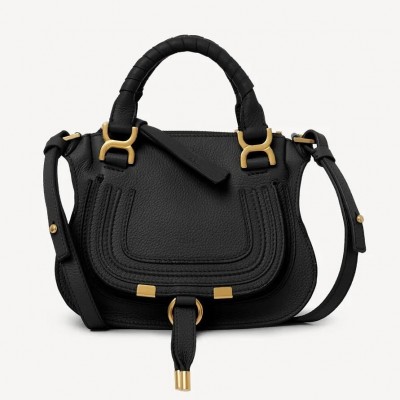 Chloe Marcie Mini Double Carry Bag in Black Grained Leather LDBS243681