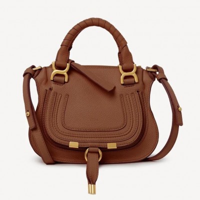 Chloe Marcie Mini Double Carry Bag in Brown Grained Leather LDBS243645