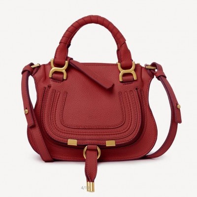 Chloe Marcie Mini Double Carry Bag in Red Grained Leather LDBS243649