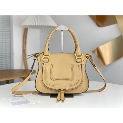 Chloe Marcie Small Double Carry Bag in Beige Grained Leather LDBS243654