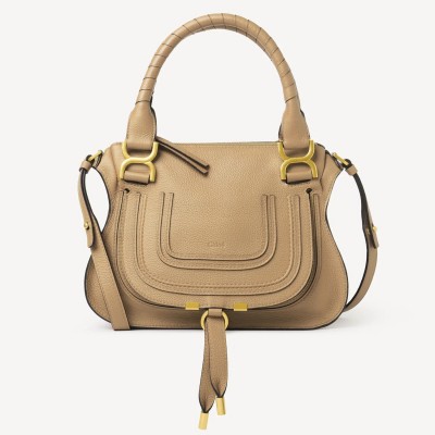 Chloe Marcie Small Double Carry Bag in Beige Grained Leather LDBS243654