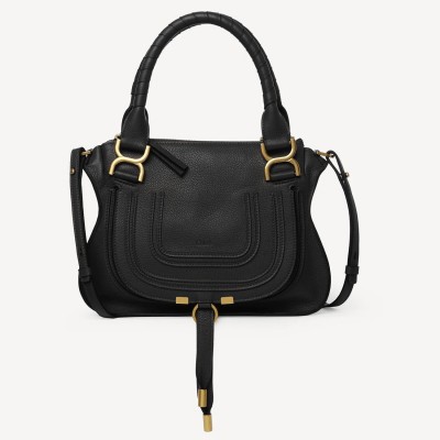 Chloe Marcie Small Double Carry Bag in Black Grained Leather LDBS243658