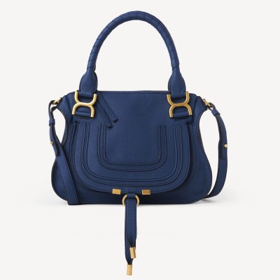 Chloe Marcie Small Double Carry Bag in Blue Grained Leather LDBS243665