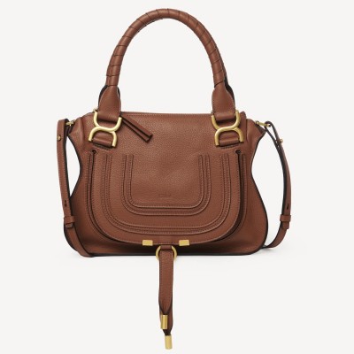 Chloe Marcie Small Double Carry Bag in Brown Grained Leather LDBS243670