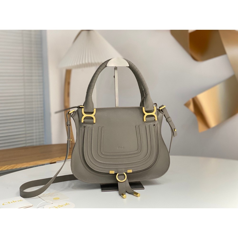 Chloe Marcie Small Double Carry Bag in Grey Grained Leather LDBS243674