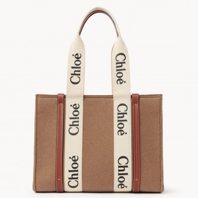 Chloe Medium Woody Tote Bag In Brown Felt LDBS243680