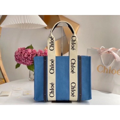 Chloe Medium Woody Tote Bag in Deadstock Denim LDBS243709