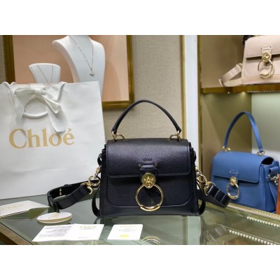 Chloe Mini Tess Day Bag In Black Grained Leather LDBS243684