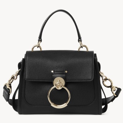 Chloe Mini Tess Day Bag In Black Grained Leather LDBS243684