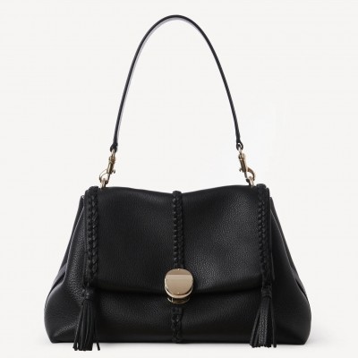 Chloe Penelope Medium Shoulder Bag in Black Grained Calfskin LDBS243697