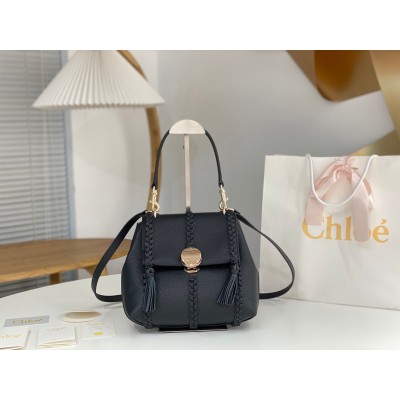 Chloe Penelope Small Shoulder Bag in Black Grained Calfskin LDBS243716