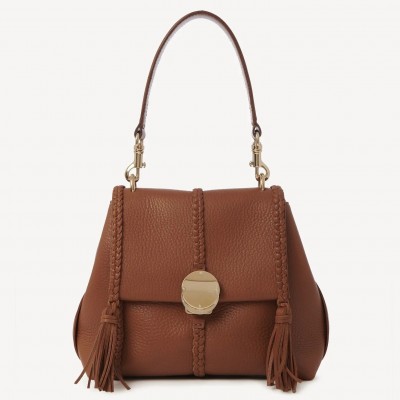 Chloe Penelope Small Shoulder Bag in Brown Grained Calfskin LDBS243721