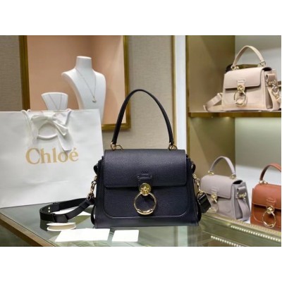 Chloe Small Tess Day Bag In Black Grained Leather LDBS243726