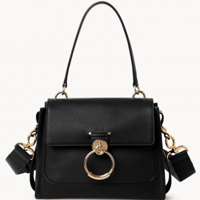 Chloe Small Tess Day Bag In Black Grained Leather LDBS243726