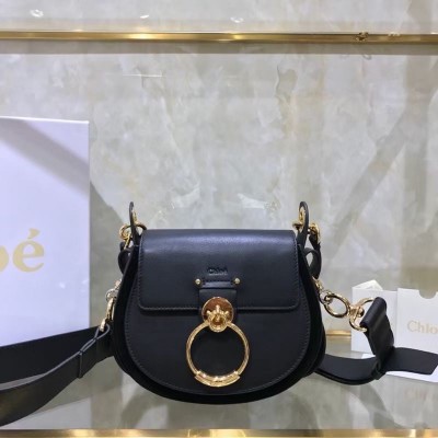 Chloe Small Tess Shoulder Bag In Black Calfskin LDBS243694