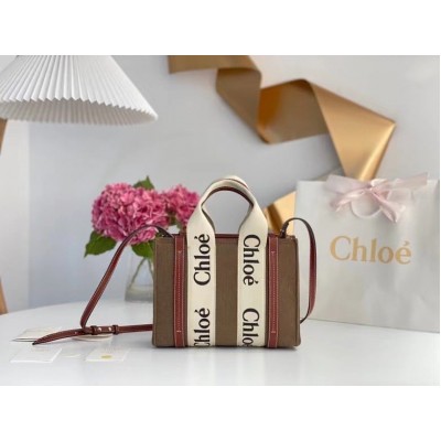 Chloe Small Woody Tote Bag In Brown Felt LDBS243707