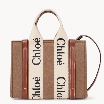 Chloe Small Woody Tote Bag In Brown Felt LDBS243707