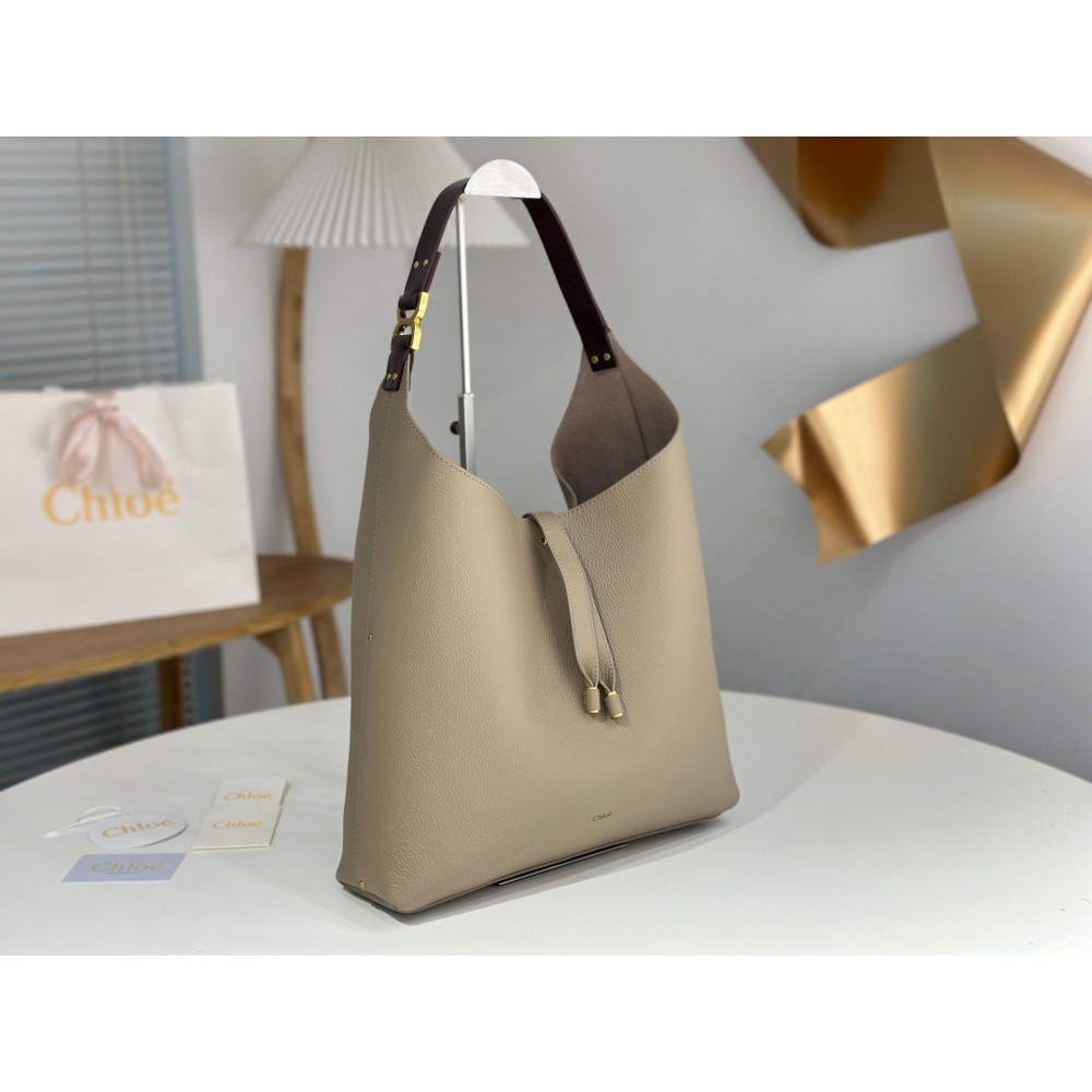 Chloe Marcie Hobo Bag in Grey Grained Leather