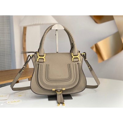 Chloe Marcie Small Double Carry Bag in Sand Grained Leather