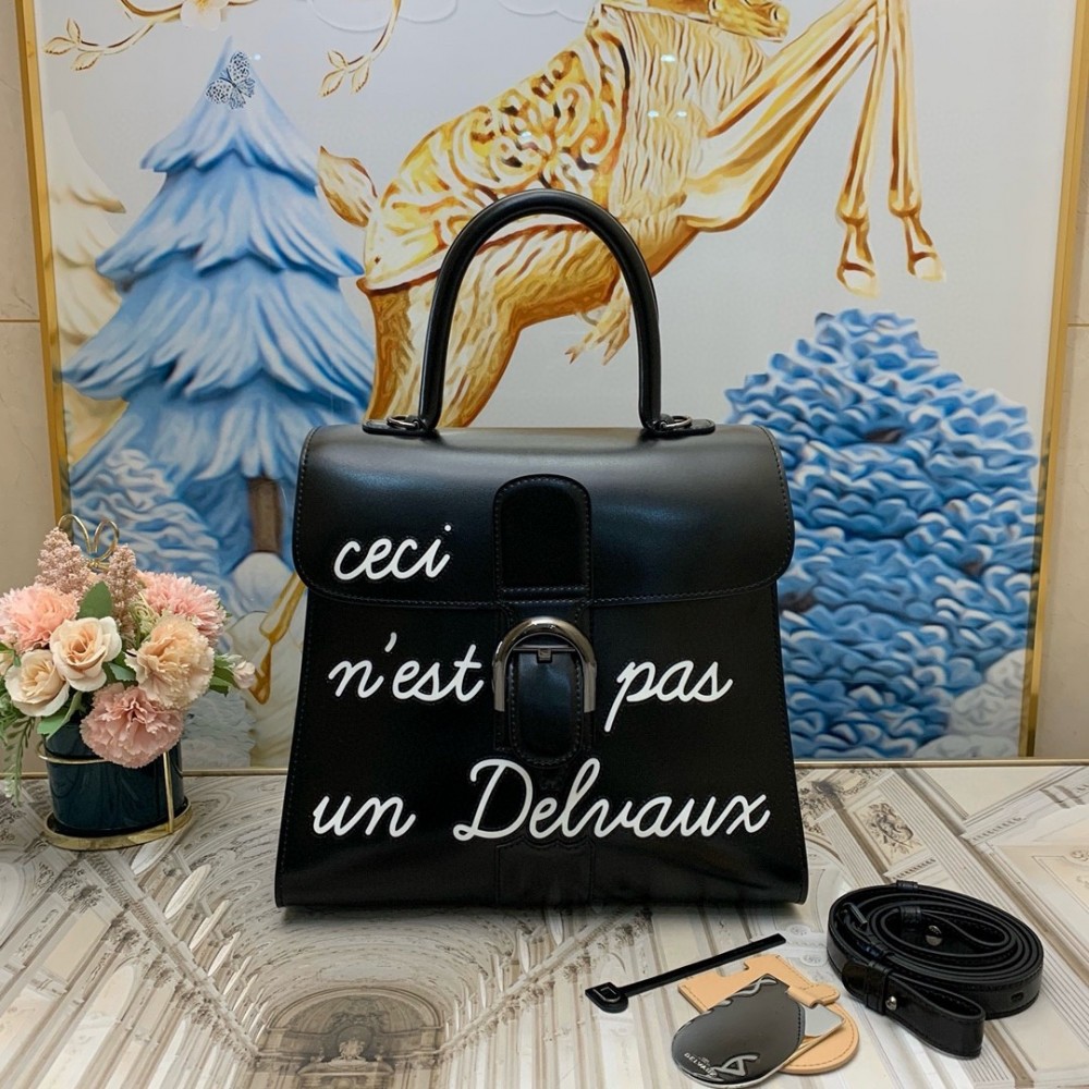 Delvaux Brillant L'Humour MM Bag in Black Box Calf Leather LDBS244280