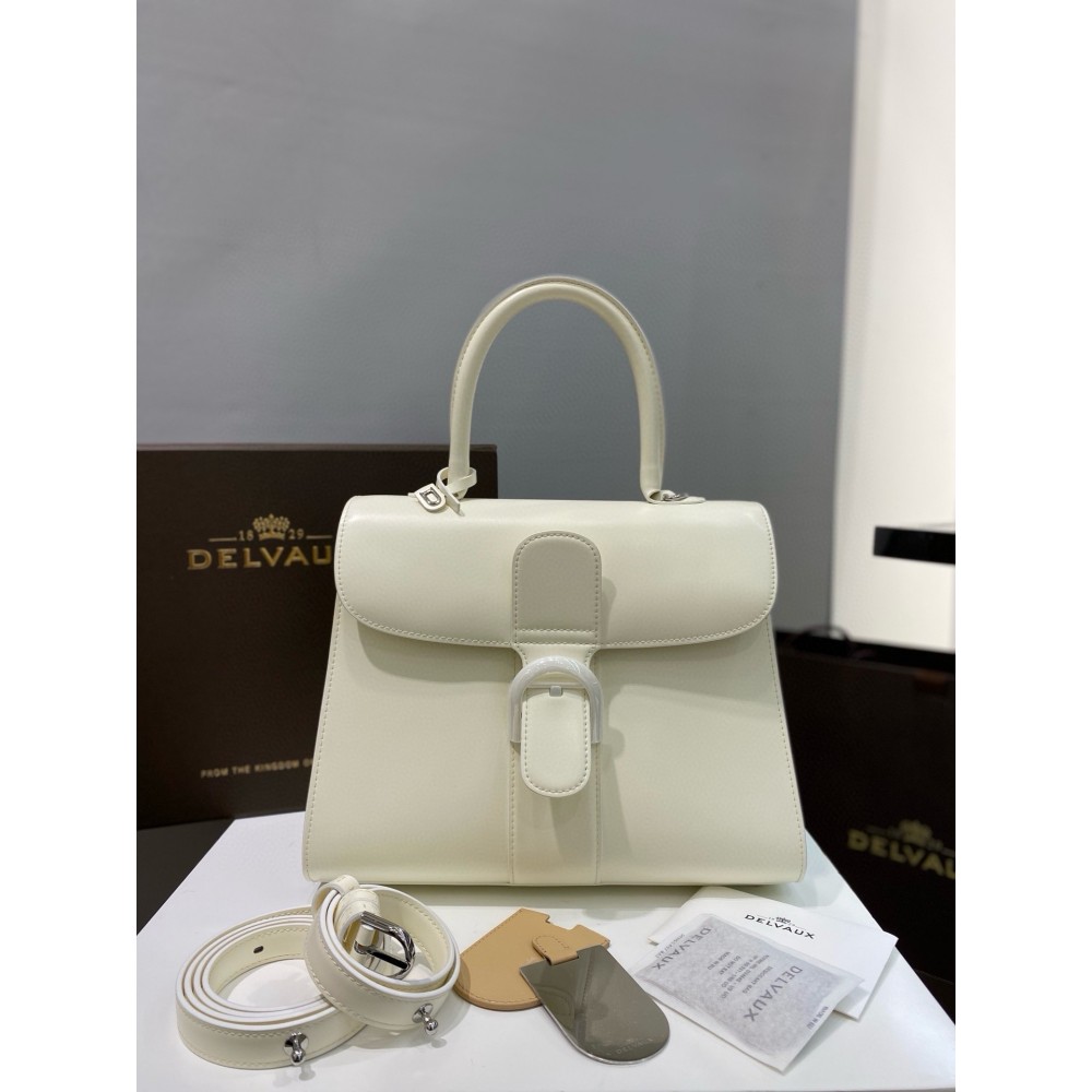 Delvaux Brillant MM Bag in Ivory Box Calf Leather LDBS244291