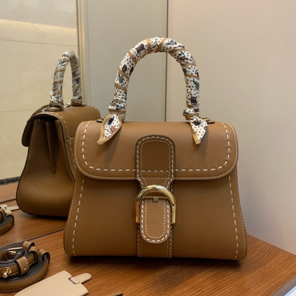 Delvaux Brillant PM Surpique Bag in Brown Rodeo Calf Leather LDBS244297