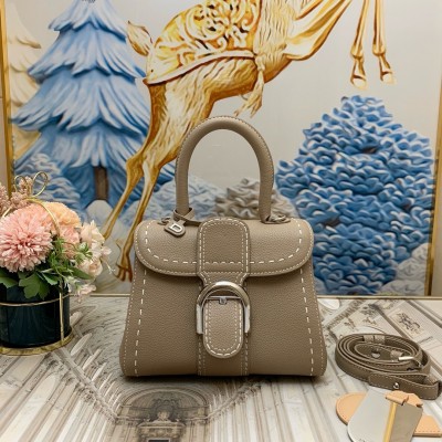 Delvaux Brillant Mini Surpique Bag in Grey Rodeo Calf Leather