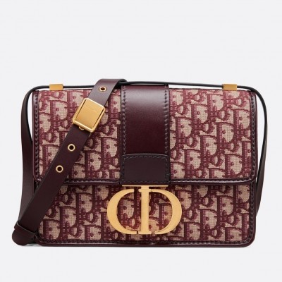 Dior 30 Montaigne Bag In Burgundy Oblique Jacquard Canvas LDBS240015