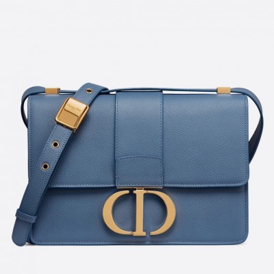 Dior 30 Montaigne Bag In Denim Blue Grained Calfskin LDBS240016