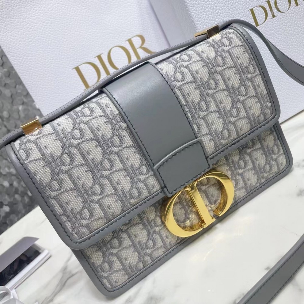 Dior 30 Montaigne Bag In Grey Oblique Jacquard Canvas LDBS240017