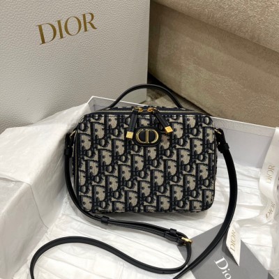 Dior 30 Montaigne Box Bag In Blue Dior Oblique Jacquard LDBS240022