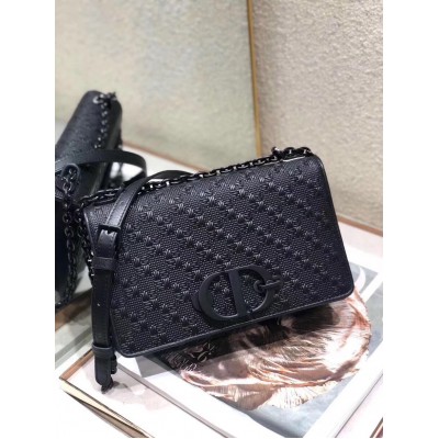 Dior 30 Montaigne Chain Bag In Black Braided Lambskin LDBS240027