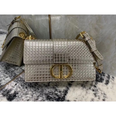 Dior 30 Montaigne Chain Bag In Metallic Gold Calfskin LDBS240028