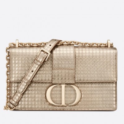 Dior 30 Montaigne Chain Bag In Metallic Gold Calfskin LDBS240028