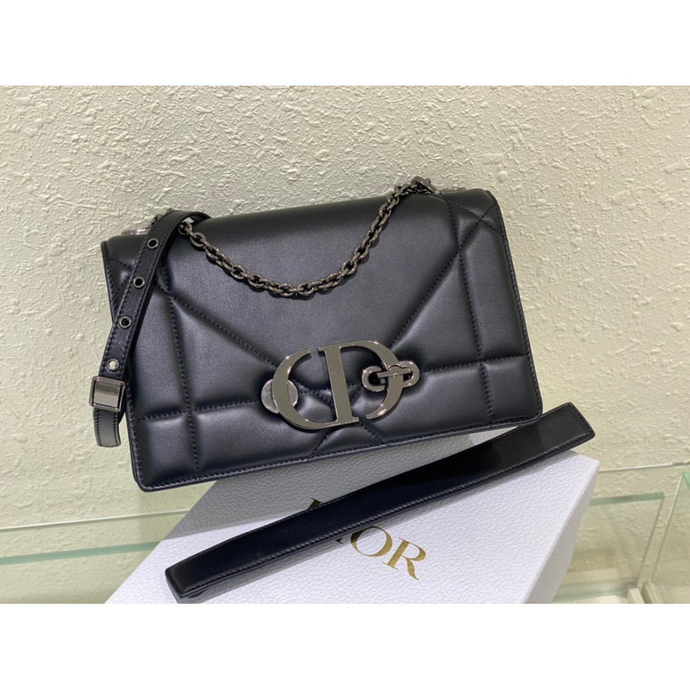 Dior 30 Montaigne Chain Bag With Handle In Black Lambskin LDBS240029