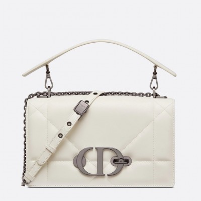 Dior 30 Montaigne Chain Bag With Handle In White Lambskin LDBS241384