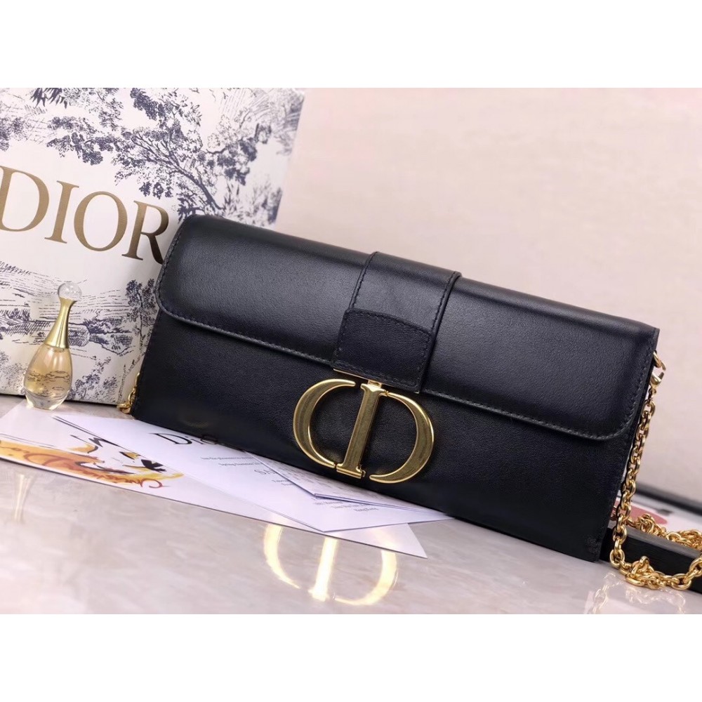 Dior 30 Montaigne Clutch Bag In Black Lambskin LDBS240030