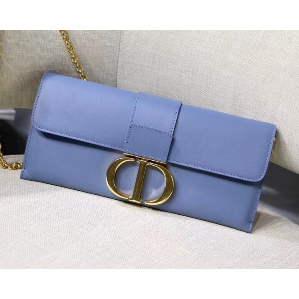 Dior 30 Montaigne Clutch Bag In Denim Blue Calfskin LDBS240032