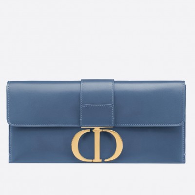 Dior 30 Montaigne Clutch Bag In Denim Blue Calfskin LDBS240032