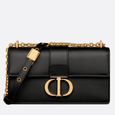 Dior 30 Montaigne East-West Bag with Chain in Black Calfskin LDBS240033