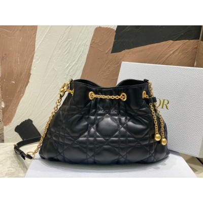 Dior Ammi Medium Bag in Black Macrocannage Lambskin LDBS240048