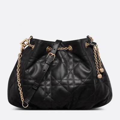 Dior Ammi Medium Bag in Black Macrocannage Lambskin LDBS240048