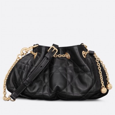 Dior Ammi Small Bag in Black Macrocannage Lambskin LDBS240050