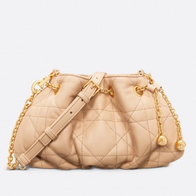 Dior Ammi Small Bag in Sand Pink Macrocannage Lambskin LDBS240052