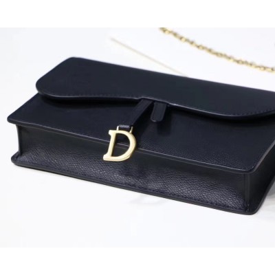 Dior Black Calskin Saddle Chain Clutch LDBS240056